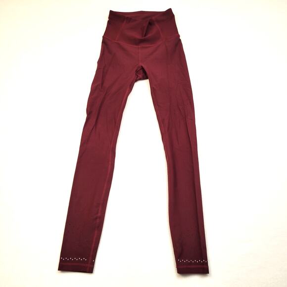 Lululemon 4 Zoned In Tight 27" Cassis Maroon Burgundy Red Reflective Compression - Picture 1 of 12